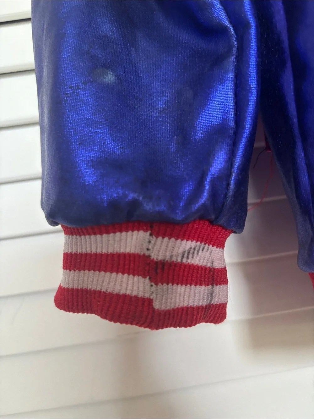 Spirit  Harley Quinn, Metallic Red and Blue Bomber Jacket and Shorts Costume